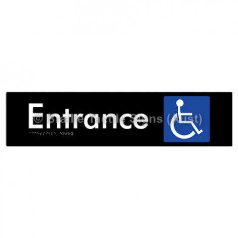 Braille Sign Accessible Entry - Braille Tactile Signs Aust. - BTS59-blk - Custom Signs - Fast Shipping - High Quality - Australian Made & Owned