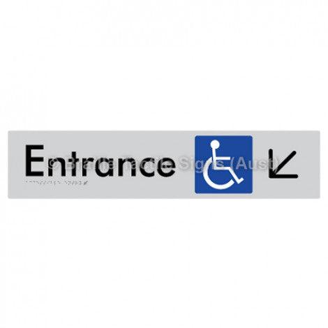Braille Sign Accessible Entry w/ Large Arrow: DL - Braille Tactile Signs Aust. - BTS59->DL-slv - Custom Signs - Fast Shipping - High Quality - Australian Made & Owned