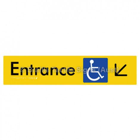 Braille Sign Accessible Entry w/ Large Arrow: DL - Braille Tactile Signs Aust. - BTS59->DL-yel - Custom Signs - Fast Shipping - High Quality - Australian Made & Owned