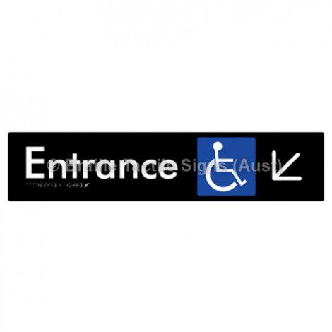 Braille Sign Accessible Entry w/ Large Arrow: DL - Braille Tactile Signs Aust. - BTS59->DL-blk - Custom Signs - Fast Shipping - High Quality - Australian Made & Owned