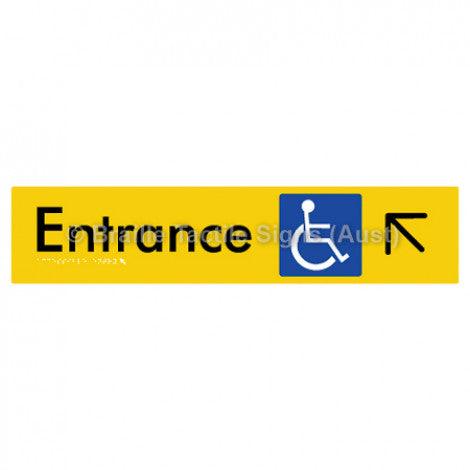 Braille Sign Accessible Entry w/ Large Arrow: UL - Braille Tactile Signs Aust. - BTS59->UL-yel - Custom Signs - Fast Shipping - High Quality - Australian Made & Owned