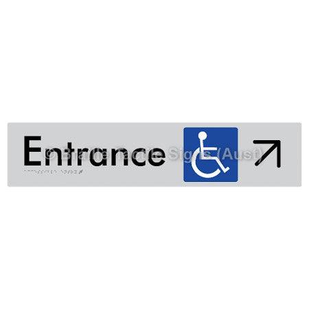 Braille Sign Accessible Entry w/ Large Arrow: UR - Braille Tactile Signs Aust. - BTS59->UR-slv - Custom Signs - Fast Shipping - High Quality - Australian Made & Owned