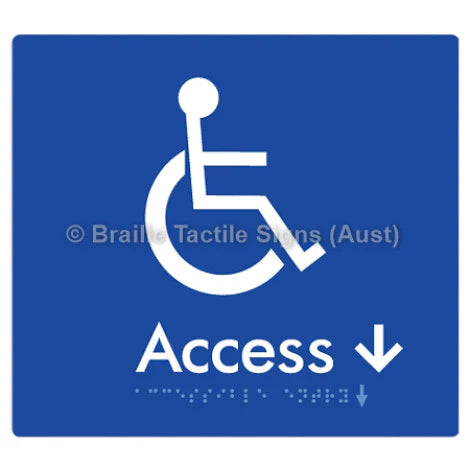 Braille Sign Accessible Entry w/ Small Arrow - Braille Tactile Signs Aust. - BTS37->Us-blu - Custom Signs - Fast Shipping - High Quality - Australian Made & Owned
