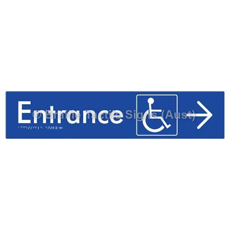 Braille Sign Accessible Entry with Large Arrow - Braille Tactile Signs Aust. - BTS59->R-blu - Custom Signs - Fast Shipping - High Quality - Australian Made & Owned