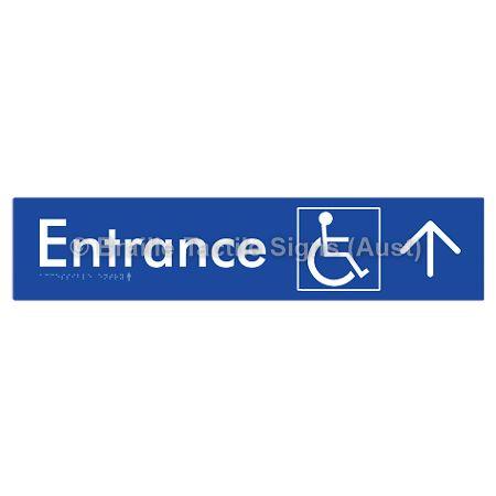 Braille Sign Accessible Entry with Large Arrow - Braille Tactile Signs Aust. - BTS59->U-blu - Custom Signs - Fast Shipping - High Quality - Australian Made & Owned