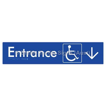 Braille Sign Accessible Entry with Large Arrow - Braille Tactile Signs Aust. - BTS59->D-blu - Custom Signs - Fast Shipping - High Quality - Australian Made & Owned