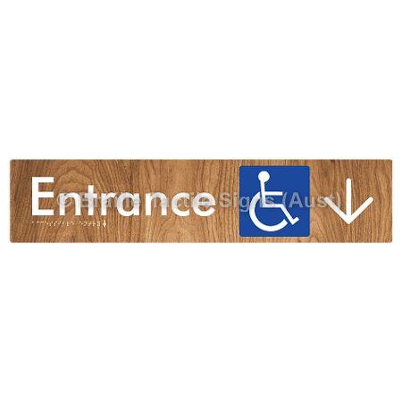 Braille Sign Accessible Entry with Large Arrow - Braille Tactile Signs Aust. - BTS59->D-wdg - Custom Signs - Fast Shipping - High Quality - Australian Made & Owned