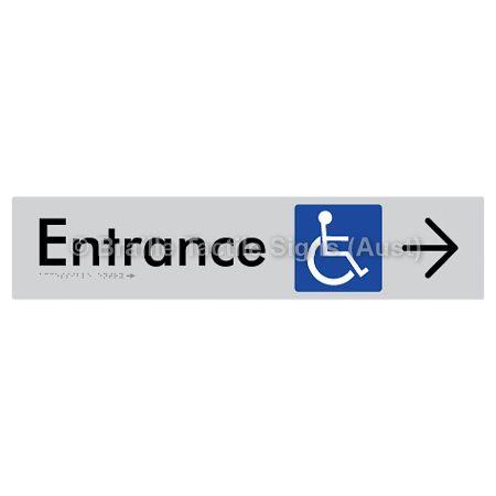 Braille Sign Accessible Entry with Large Arrow - Braille Tactile Signs Aust. - BTS59->R-slv - Custom Signs - Fast Shipping - High Quality - Australian Made & Owned