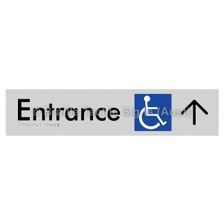 Braille Sign Accessible Entry with Large Arrow - Braille Tactile Signs Aust. - BTS59->U-slv - Custom Signs - Fast Shipping - High Quality - Australian Made & Owned