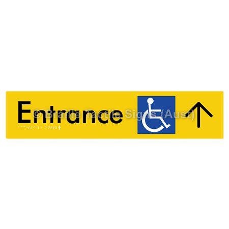 Braille Sign Accessible Entry with Large Arrow - Braille Tactile Signs Aust. - BTS59->U-yel - Custom Signs - Fast Shipping - High Quality - Australian Made & Owned
