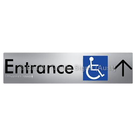 Braille Sign Accessible Entry with Large Arrow - Braille Tactile Signs Aust. - BTS59->U-aliS - Custom Signs - Fast Shipping - High Quality - Australian Made & Owned