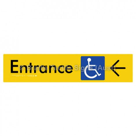 Braille Sign Accessible Entry with Large Arrow - Braille Tactile Signs Aust. - BTS59->L-yel - Custom Signs - Fast Shipping - High Quality - Australian Made & Owned