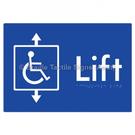 Braille Sign Accessible Lift - Braille Tactile Signs Aust. - BTS95-blu - Custom Signs - Fast Shipping - High Quality - Australian Made & Owned