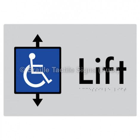 Braille Sign Accessible Lift - Braille Tactile Signs Aust. - BTS95-slv - Custom Signs - Fast Shipping - High Quality - Australian Made & Owned