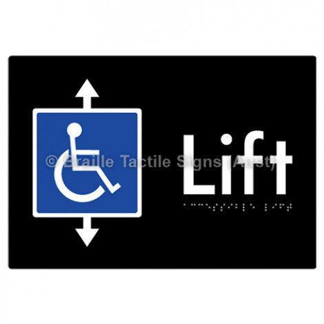 Braille Sign Accessible Lift - Braille Tactile Signs Aust. - BTS95-blk - Custom Signs - Fast Shipping - High Quality - Australian Made & Owned