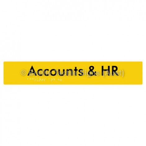 Braille Sign Accounts & HR - Braille Tactile Signs Aust. - BTS328-yel - Custom Signs - Fast Shipping - High Quality - Australian Made & Owned