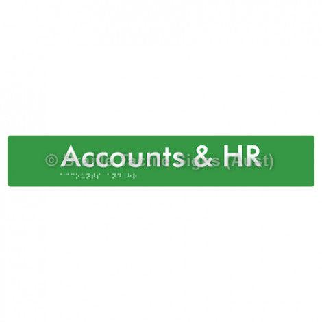 Braille Sign Accounts & HR - Braille Tactile Signs Aust. - BTS328-grn - Custom Signs - Fast Shipping - High Quality - Australian Made & Owned