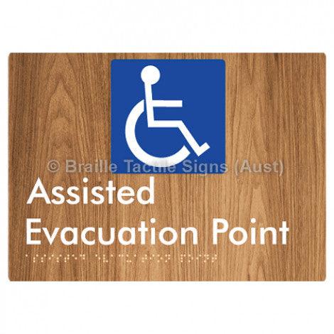 Braille Sign Assisted Evacuation Point - Braille Tactile Signs Aust. - BTS240-wdg - Custom Signs - Fast Shipping - High Quality - Australian Made & Owned