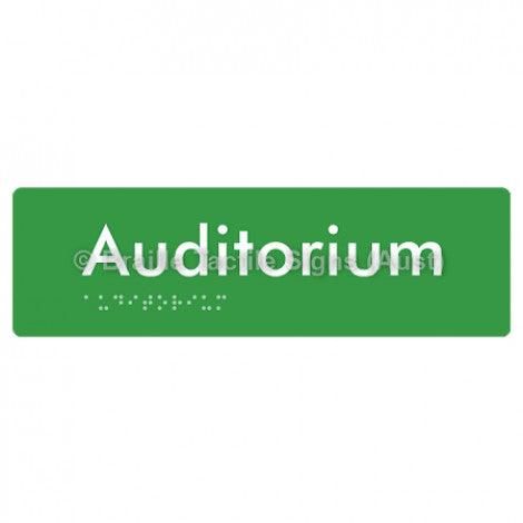 Braille Sign Auditorium - Braille Tactile Signs Aust. - BTS86-grn - Custom Signs - Fast Shipping - High Quality - Australian Made & Owned