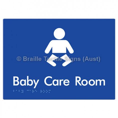Braille Sign Baby Care Room - Braille Tactile Signs Aust. - BTS130- blu - Custom Signs - Fast Shipping - High Quality - Australian Made & Owned