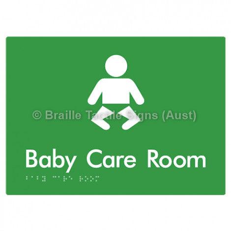 Braille Sign Baby Care Room - Braille Tactile Signs Aust. - BTS130- grn - Custom Signs - Fast Shipping - High Quality - Australian Made & Owned