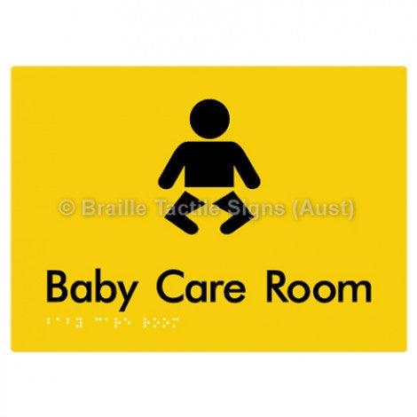 Braille Sign Baby Care Room - Braille Tactile Signs Aust. - BTS130- yel - Custom Signs - Fast Shipping - High Quality - Australian Made & Owned
