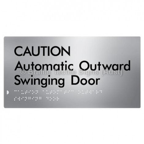 Braille Sign CAUTION Automatic Outward Swinging Door - Braille Tactile Signs Aust. - BTS146-aliS - Custom Signs - Fast Shipping - High Quality - Australian Made & Owned