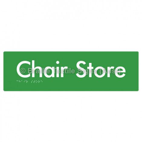 Braille Sign Chair Store - Braille Tactile Signs Aust. - BTS212-grn - Custom Signs - Fast Shipping - High Quality - Australian Made & Owned