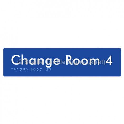 Braille Sign Change Room 4 - Braille Tactile Signs Aust. - BTS134-04-blu - Custom Signs - Fast Shipping - High Quality - Australian Made & Owned