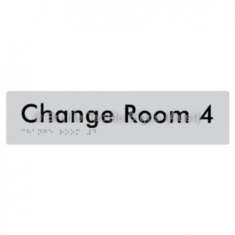 Braille Sign Change Room 4 - Braille Tactile Signs Aust. - BTS134-04-slv - Custom Signs - Fast Shipping - High Quality - Australian Made & Owned