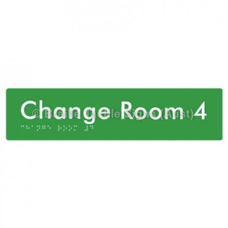 Braille Sign Change Room 4 - Braille Tactile Signs Aust. - BTS134-04-grn - Custom Signs - Fast Shipping - High Quality - Australian Made & Owned