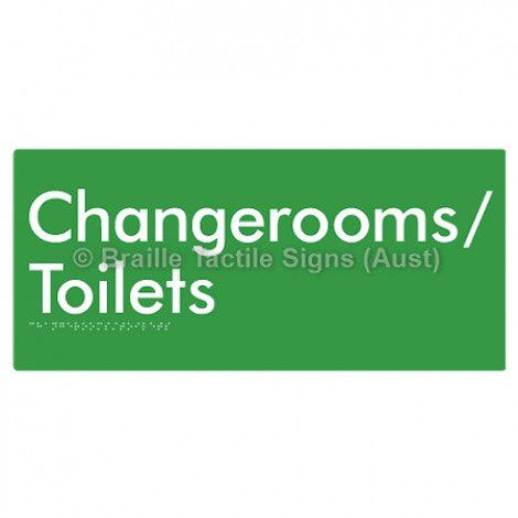 Braille Sign Changerooms/Toilets - Braille Tactile Signs Aust. - BTS53-grn - Custom Signs - Fast Shipping - High Quality - Australian Made & Owned