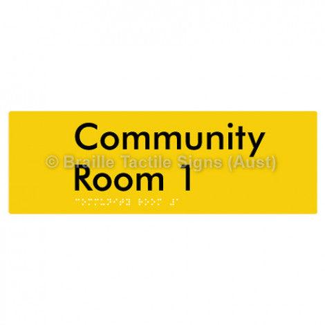 Braille Sign Community Room 1 - Braille Tactile Signs Aust. - BTS252-01-yel - Custom Signs - Fast Shipping - High Quality - Australian Made & Owned