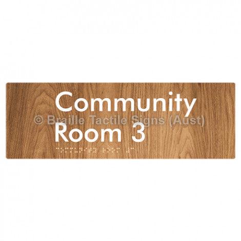 Braille Sign Community Room 3 - Braille Tactile Signs Aust. - BTS252-03-blu - Custom Signs - Fast Shipping - High Quality - Australian Made & Owned