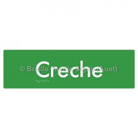 Braille Sign Creche - Braille Tactile Signs Aust. - BTS49-grn - Custom Signs - Fast Shipping - High Quality - Australian Made & Owned
