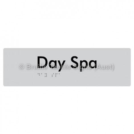 Braille Sign Day Spa - Braille Tactile Signs Aust. - BTS227-slv - Custom Signs - Fast Shipping - High Quality - Australian Made & Owned
