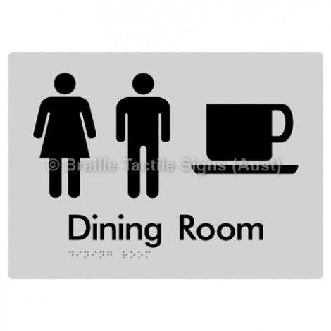 Braille Sign Dining Room - Braille Tactile Signs Aust. - BTS115-slv - Custom Signs - Fast Shipping - High Quality - Australian Made & Owned