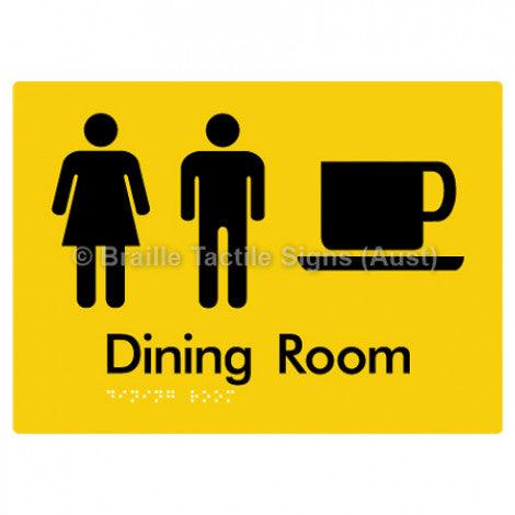 Braille Sign Dining Room - Braille Tactile Signs Aust. - BTS115-yel - Custom Signs - Fast Shipping - High Quality - Australian Made & Owned