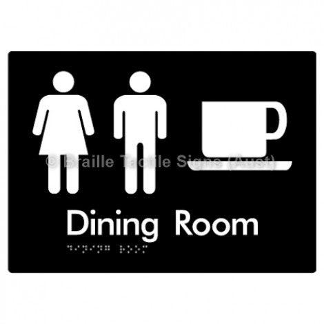 Braille Sign Dining Room - Braille Tactile Signs Aust. - BTS115-blk - Custom Signs - Fast Shipping - High Quality - Australian Made & Owned