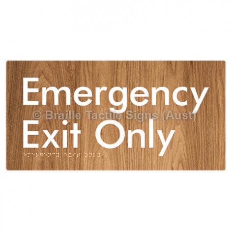 Braille Sign Emergency Exit Only - Braille Tactile Signs Aust. - BTS54-wdg - Custom Signs - Fast Shipping - High Quality - Australian Made & Owned