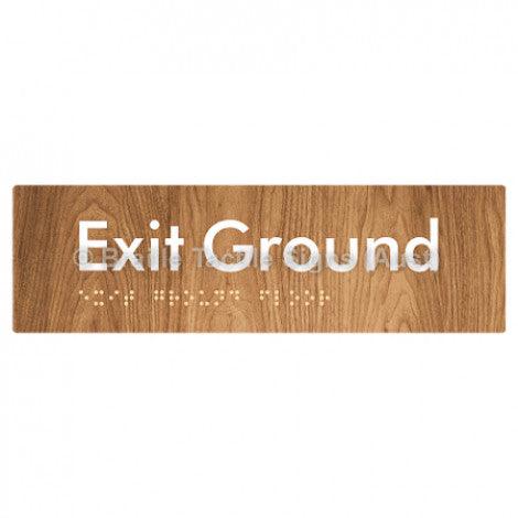 Braille Sign Exit Ground - Braille Tactile Signs Aust. - BTS278-GF-wdg - Custom Signs - Fast Shipping - High Quality - Australian Made & Owned