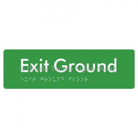 Braille Sign Exit Ground - Braille Tactile Signs Aust. - BTS278-GF-grn - Custom Signs - Fast Shipping - High Quality - Australian Made & Owned