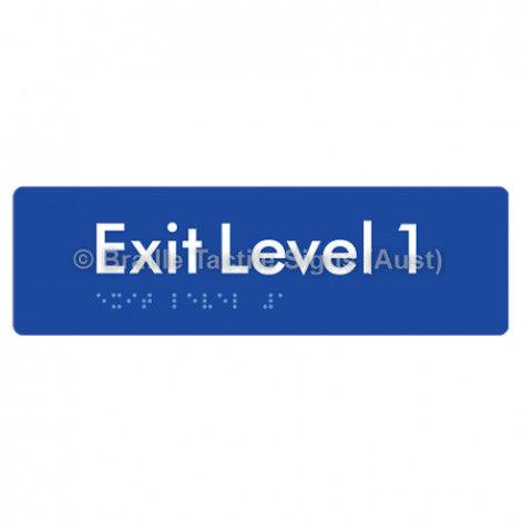 Braille Sign Exit Level 1 - Braille Tactile Signs Aust. - BTS278-01-blu - Custom Signs - Fast Shipping - High Quality - Australian Made & Owned