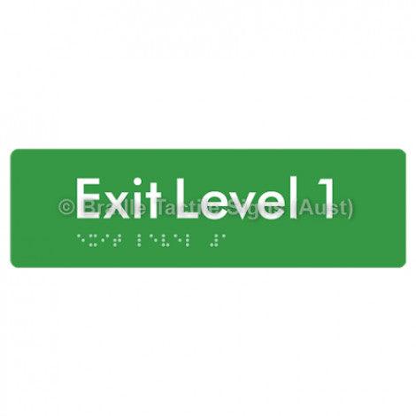 Braille Sign Exit Level 1 - Braille Tactile Signs Aust. - BTS278-01-grn - Custom Signs - Fast Shipping - High Quality - Australian Made & Owned
