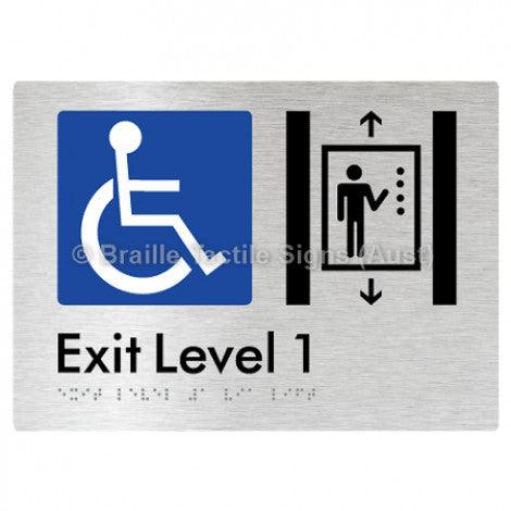 Braille Sign Exit Level 1 Via Lift - Braille Tactile Signs Aust. - BTS271-01-aliB - Custom Signs - Fast Shipping - High Quality - Australian Made & Owned