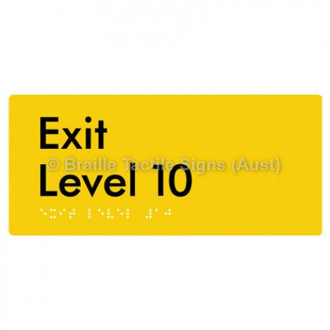 Braille Sign Exit Level 10 - Braille Tactile Signs Aust. - BTS270-10-yel - Custom Signs - Fast Shipping - High Quality - Australian Made & Owned