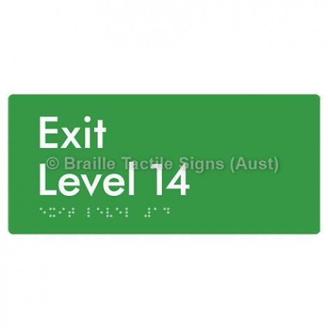 Braille Sign Exit Level 14 - Braille Tactile Signs Aust. - BTS270-14-grn - Custom Signs - Fast Shipping - High Quality - Australian Made & Owned
