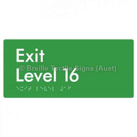 Braille Sign Exit Level 16 - Braille Tactile Signs Aust. - BTS270-16-grn - Custom Signs - Fast Shipping - High Quality - Australian Made & Owned