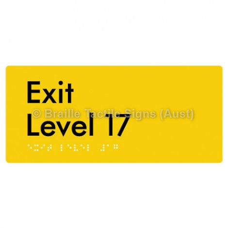 Braille Sign Exit Level 17 - Braille Tactile Signs Aust. - BTS270-17-yel - Custom Signs - Fast Shipping - High Quality - Australian Made & Owned