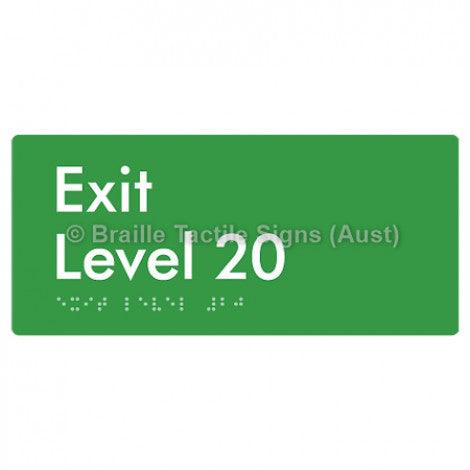 Braille Sign Exit Level 20 - Braille Tactile Signs Aust. - BTS270-20-grn - Custom Signs - Fast Shipping - High Quality - Australian Made & Owned